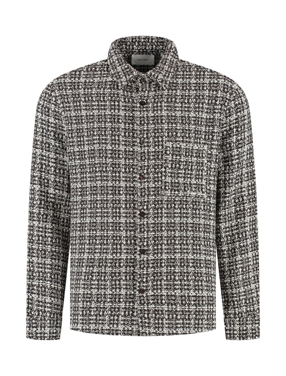 Pure Path Structured Checked Overshirt- Dark Brown