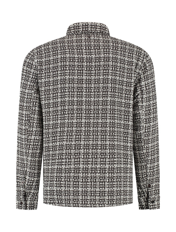 Pure Path Structured Checked Overshirt- Dark Brown