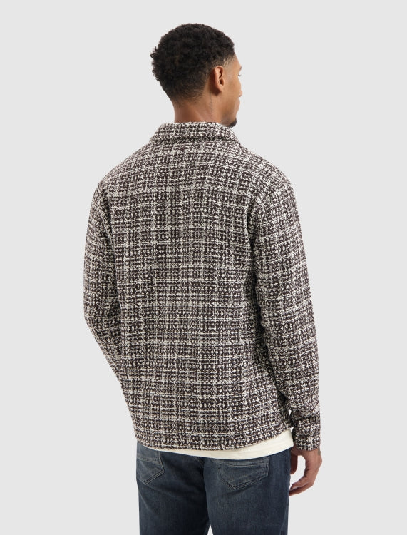 Pure Path Structured Checked Overshirt- Dark Brown