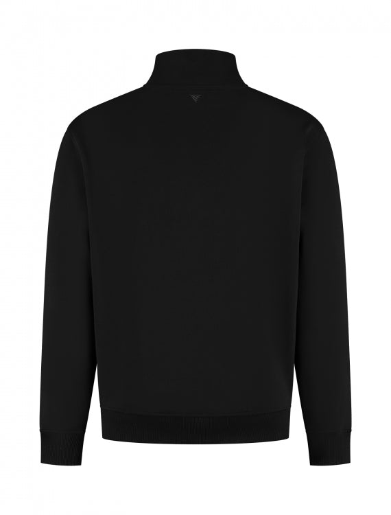 Pure Path Embroidery Half-Zip Sweater- Black