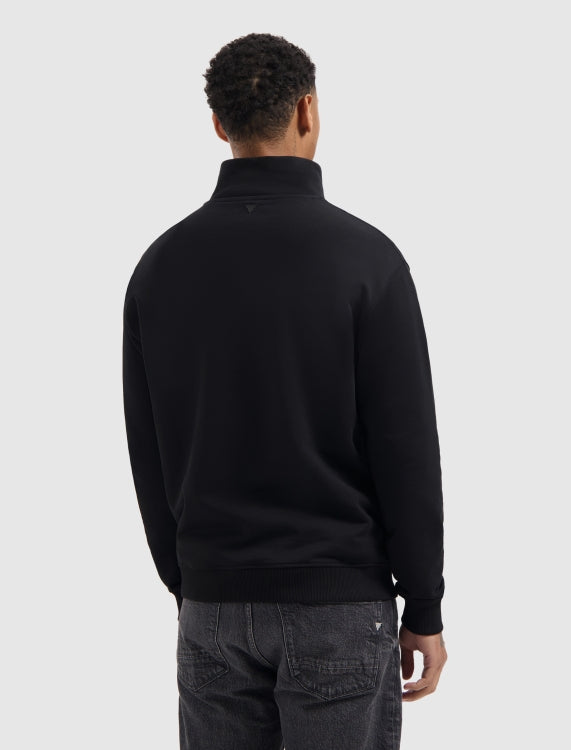 Pure Path Embroidery Half-Zip Sweater- Black
