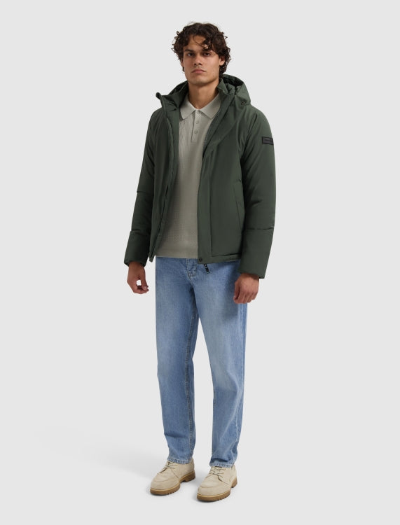 Pure Path Active Flex Short Parka Jacket- Dark Green