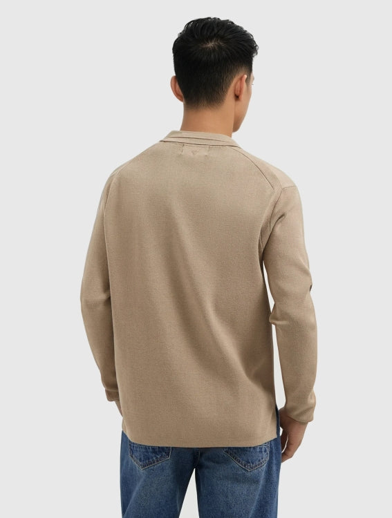 Pure Path Heavy Knit Polo- Taupe