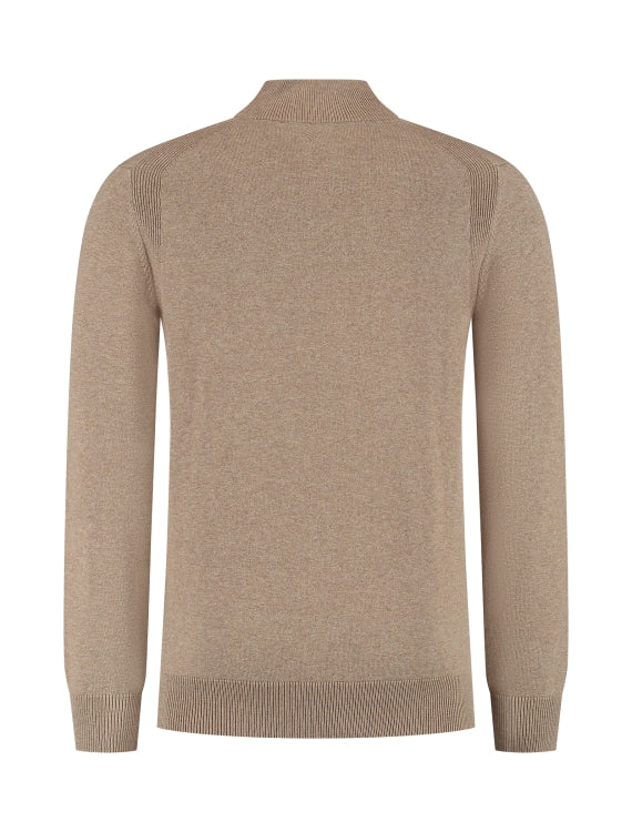 Pure Path Knit Hidden Half-Zip Sweater- Taupe