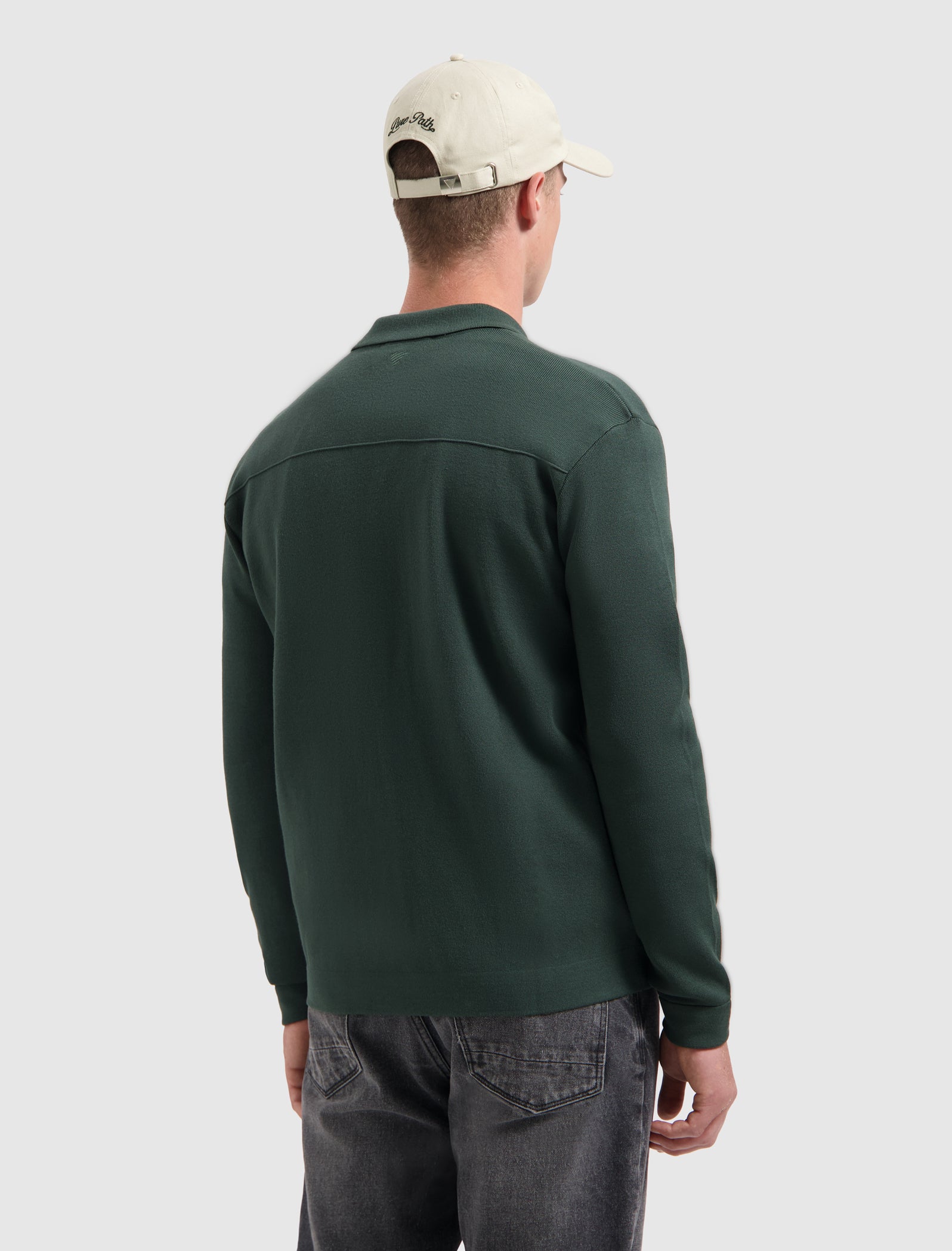 Pure Path Heavy Knit Full Zip Cardigan - Dark Green