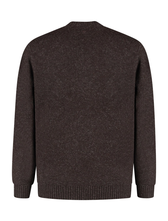 Pure Path Melange Knit V-Neck Sweater- Dark Brown