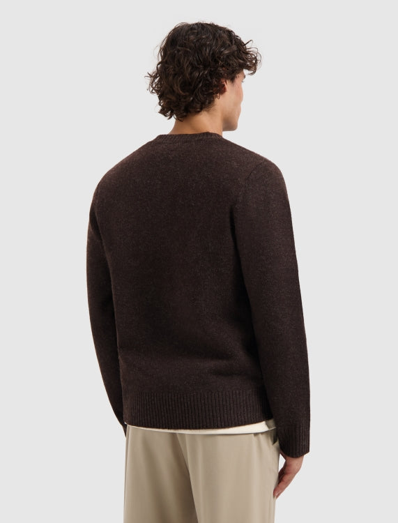 Pure Path Melange Knit V-Neck Sweater- Dark Brown