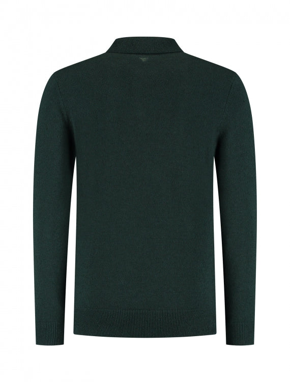 Pure Path Boucle Knit Half-Zip Sweater- Dark Green