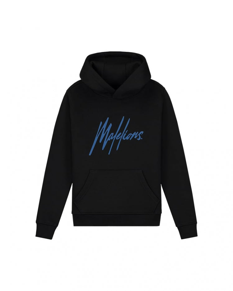 Malelions Junior Striped Signature Hoodie- Black