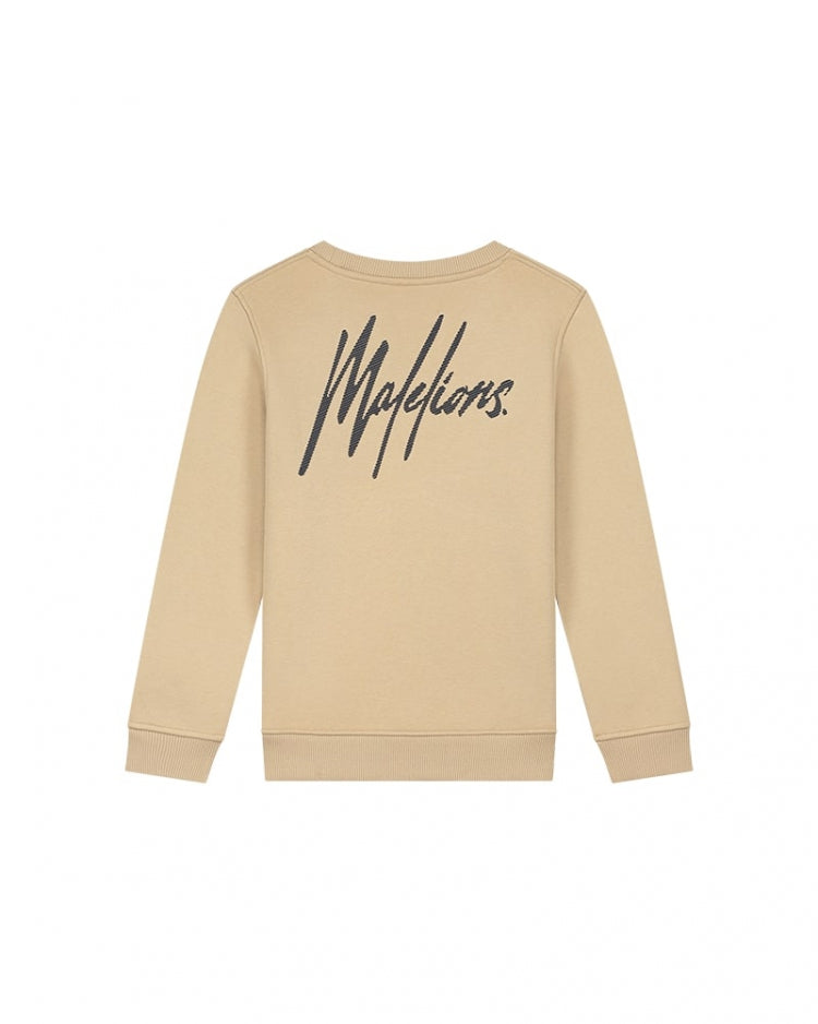 Malelions Junior Striped Signature Sweater- Light Brown