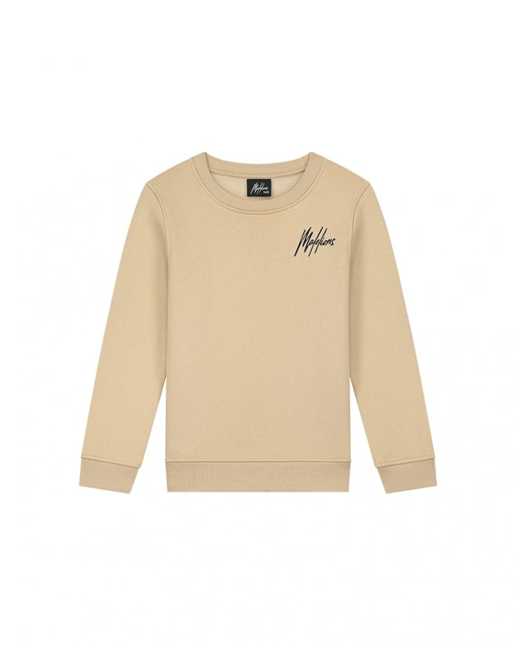 Malelions Junior Striped Signature Sweater- Light Brown