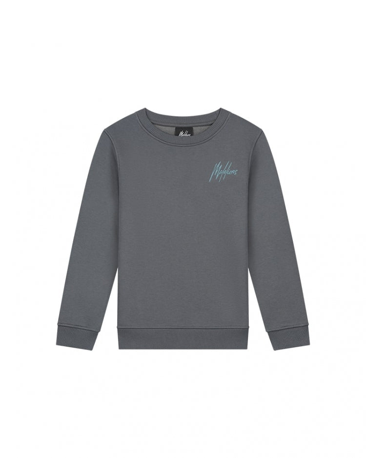 Malelions Junior Striped Signature Sweater- Dark Grey