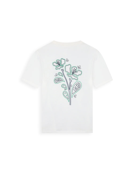 Pure Path Embroidered Flower T-shirt - Off White