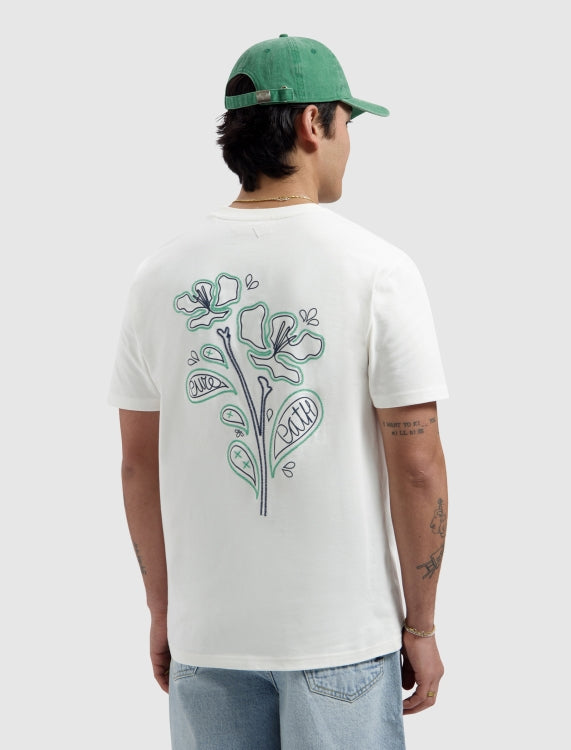 Pure Path Embroidered Flower T-shirt - Off White