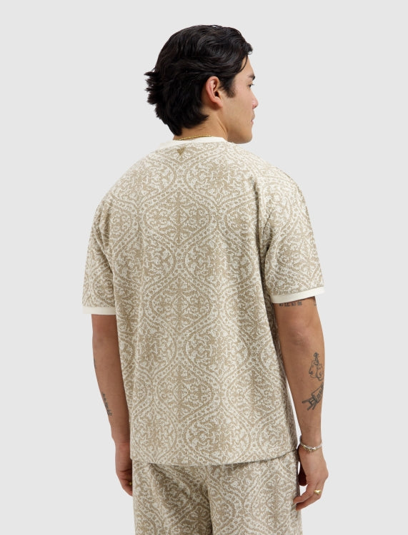 Pure Path Jacquard Pattern T-shirt - Sand