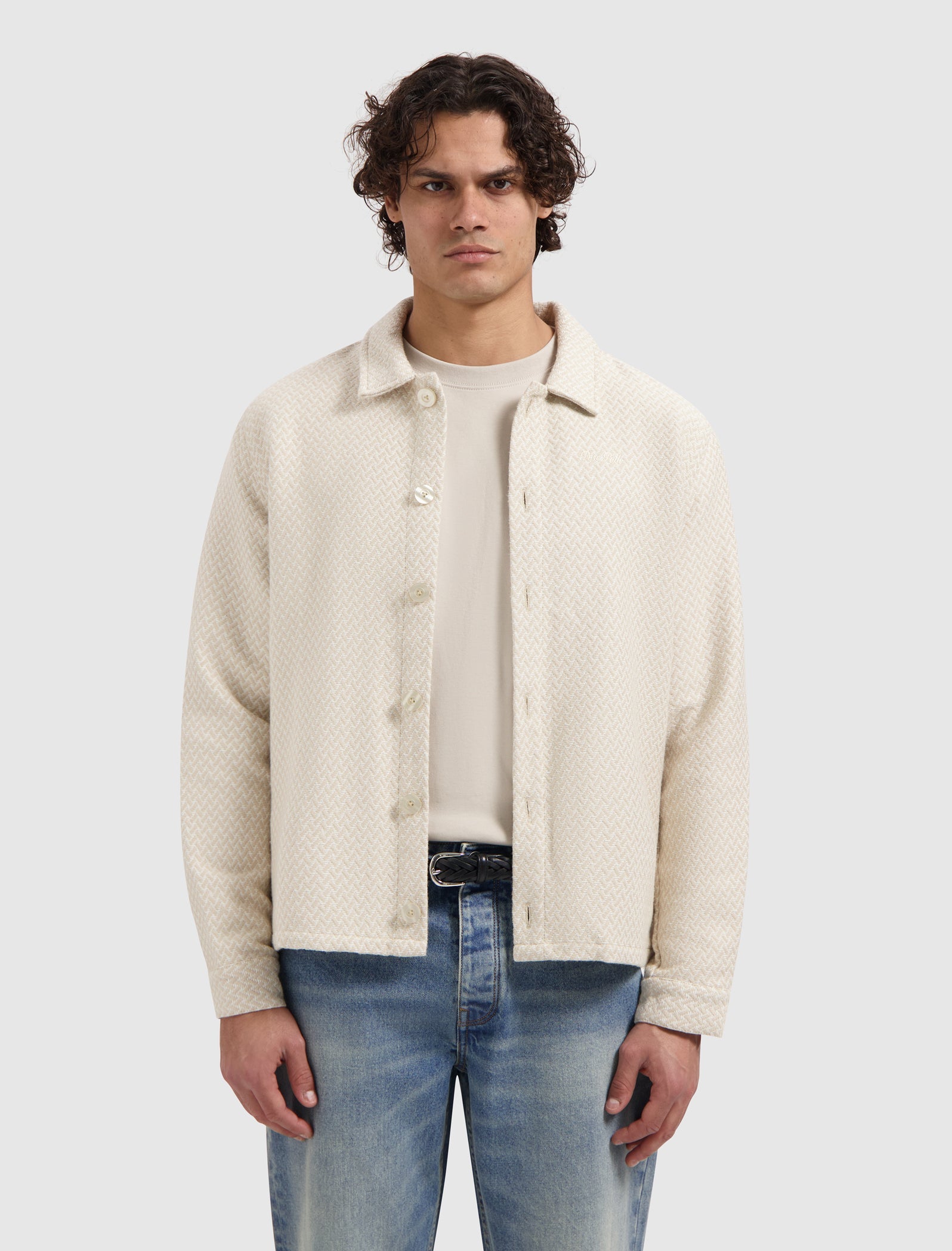 Pure Path Two-tone Jacquard Overshirt - Sand