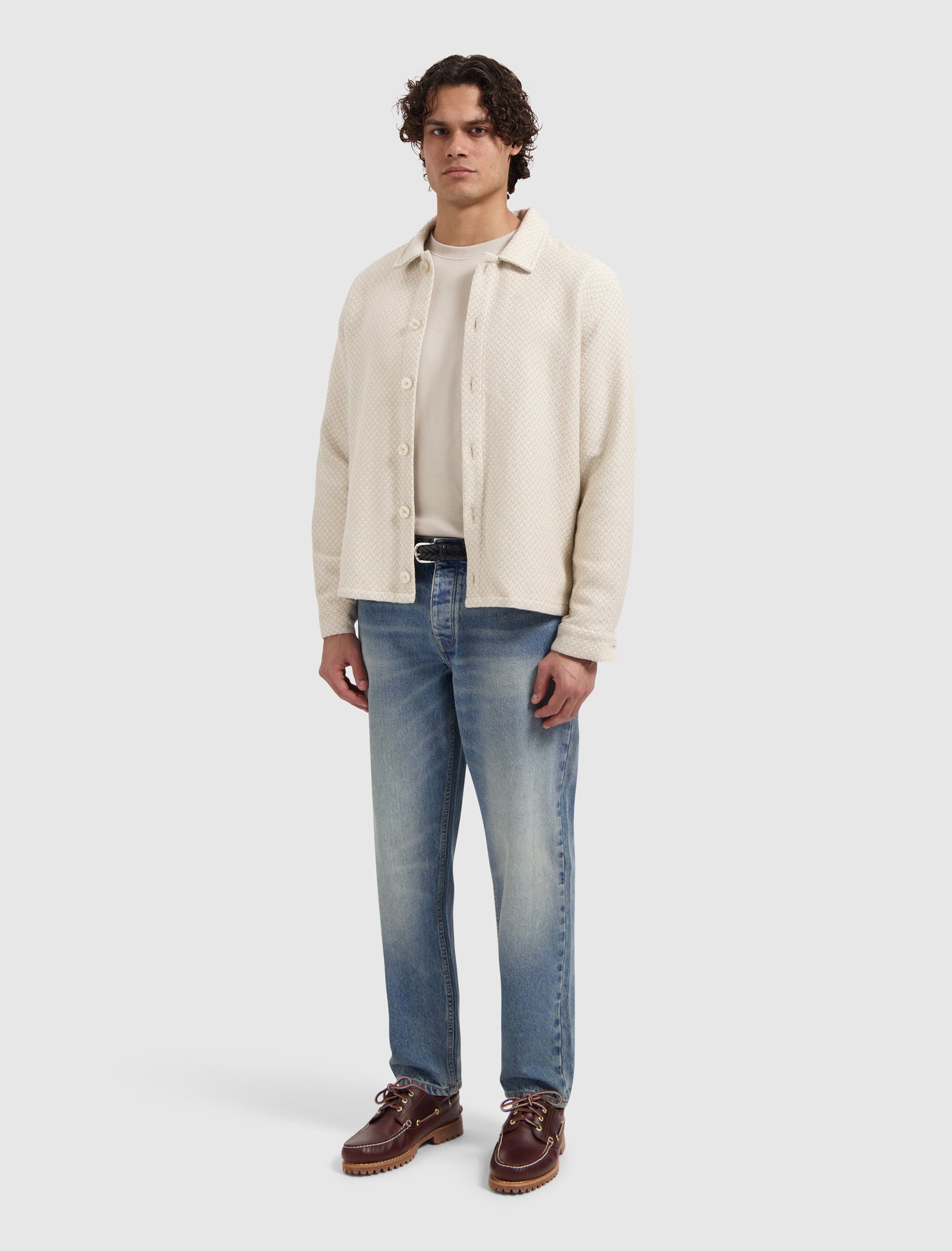 Pure Path Two-tone Jacquard Overshirt - Sand