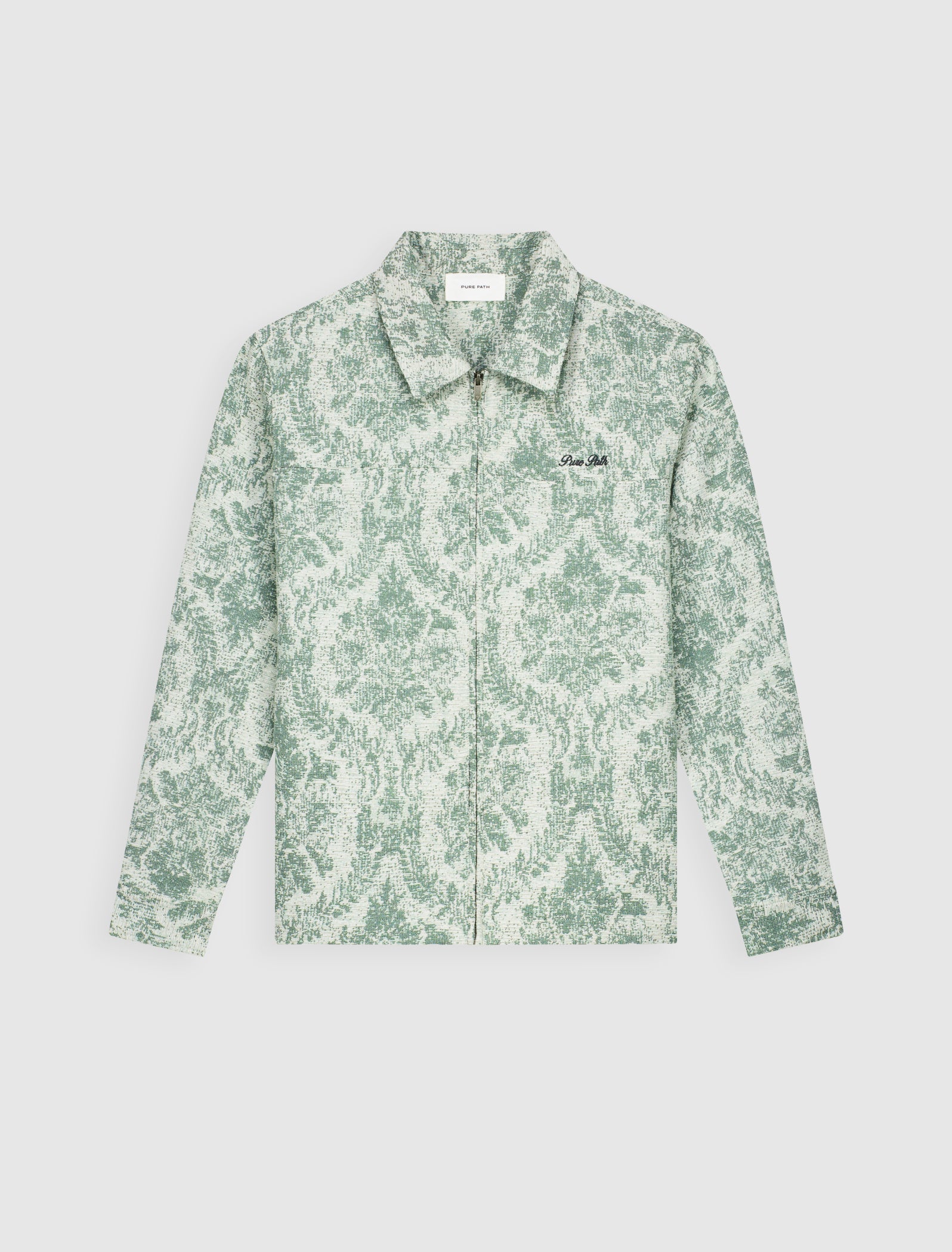 Pure Path Jacquard Flower Full Zip Overshirt - Mint