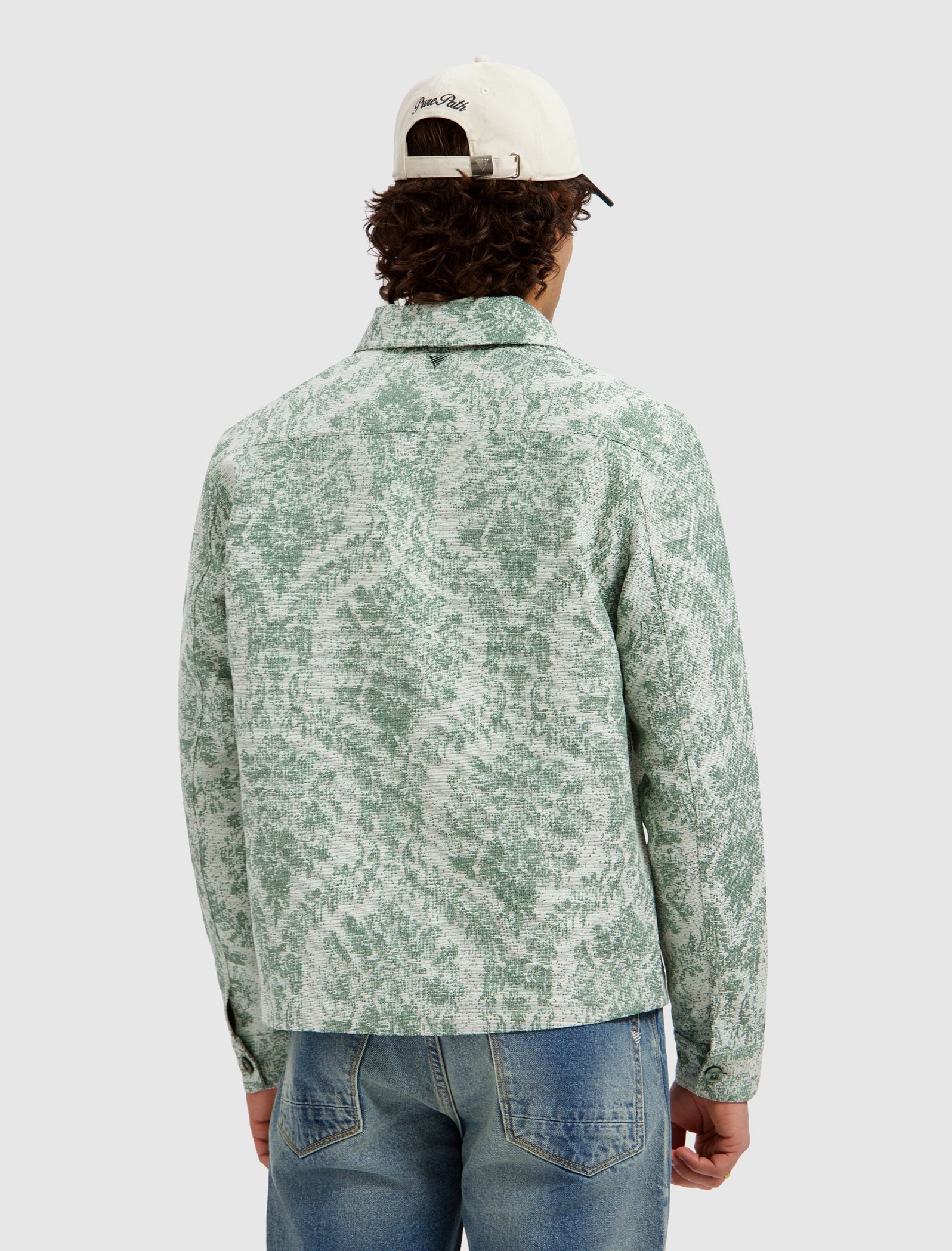 Pure Path Jacquard Flower Full Zip Overshirt - Mint