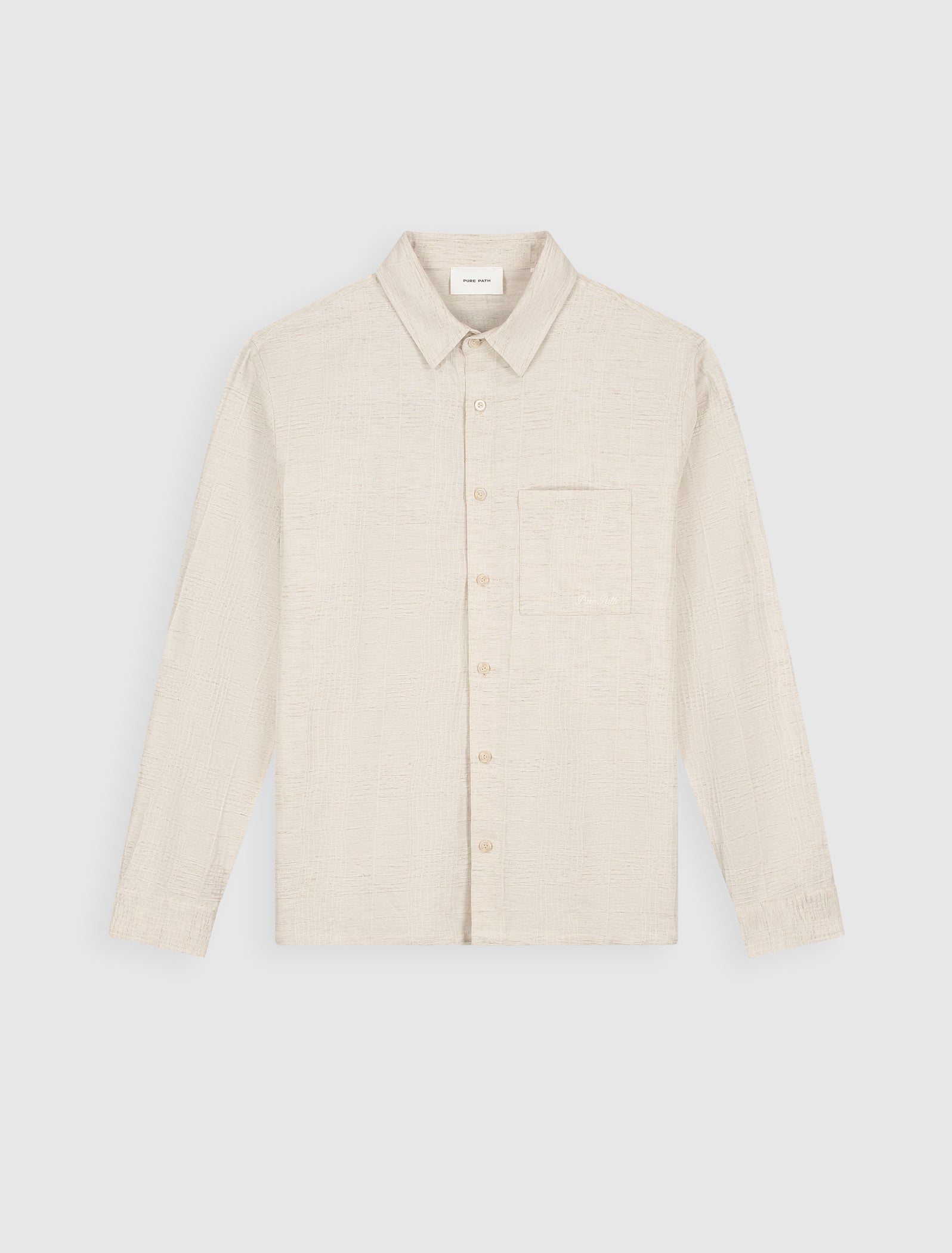 Pure Path Structured Check Shirt - Ecru