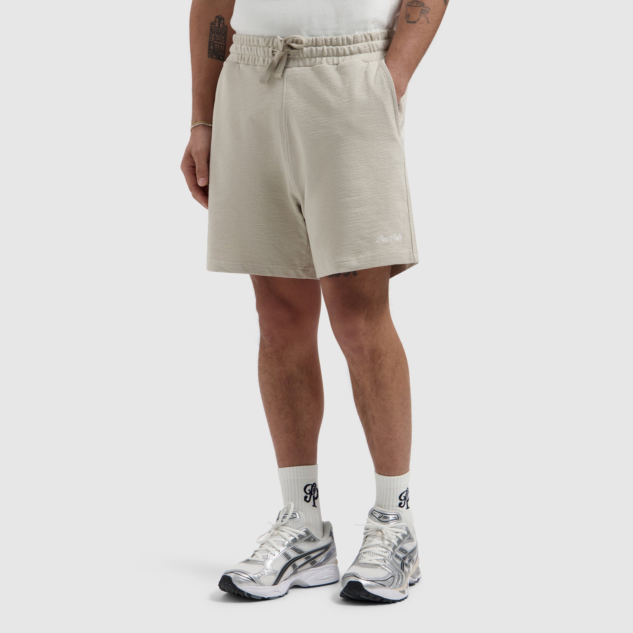 Pure Path Structure Sweat Shorts - Sand
