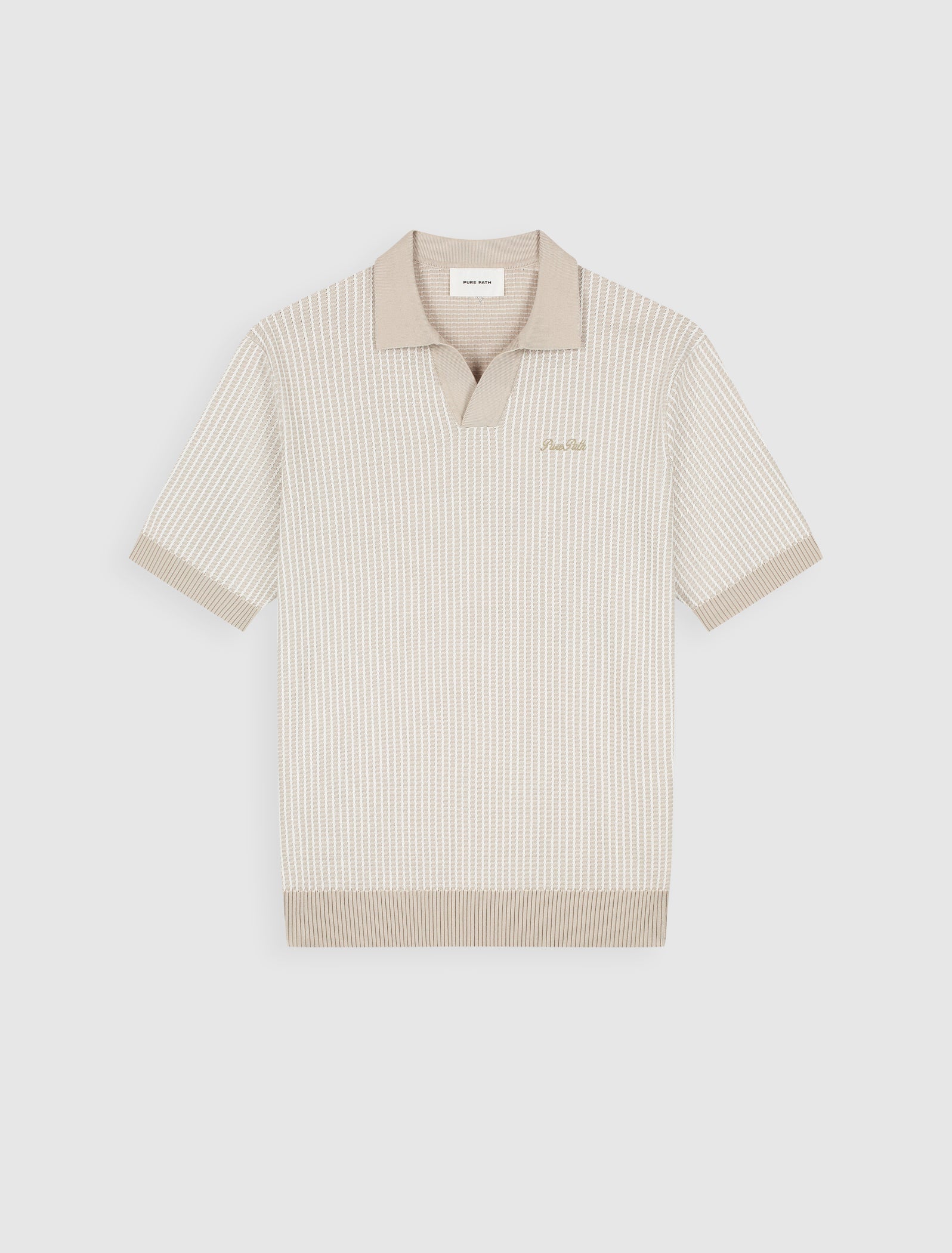 Pure Path Ladder Stitch Knit Polo - Sand