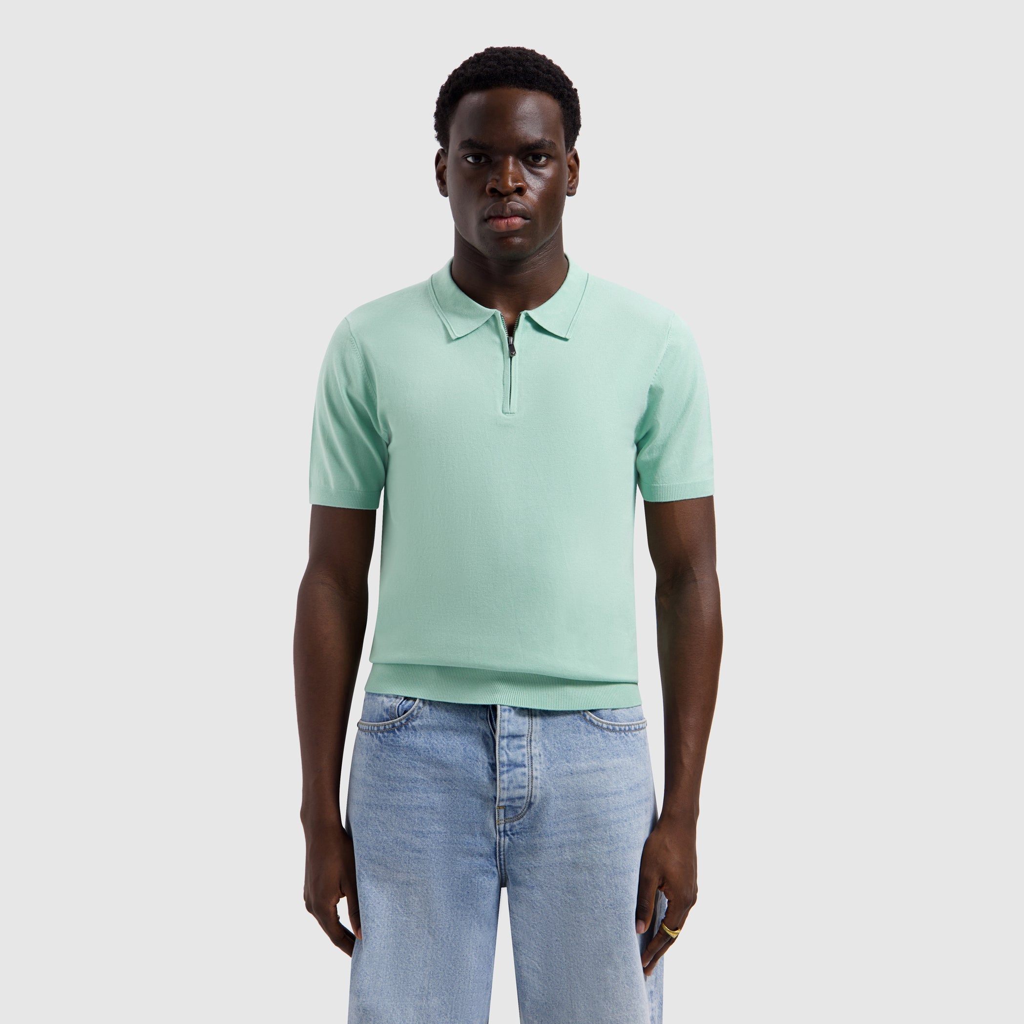 Pure Path Half-Zip Flat Knit Polo - Mint