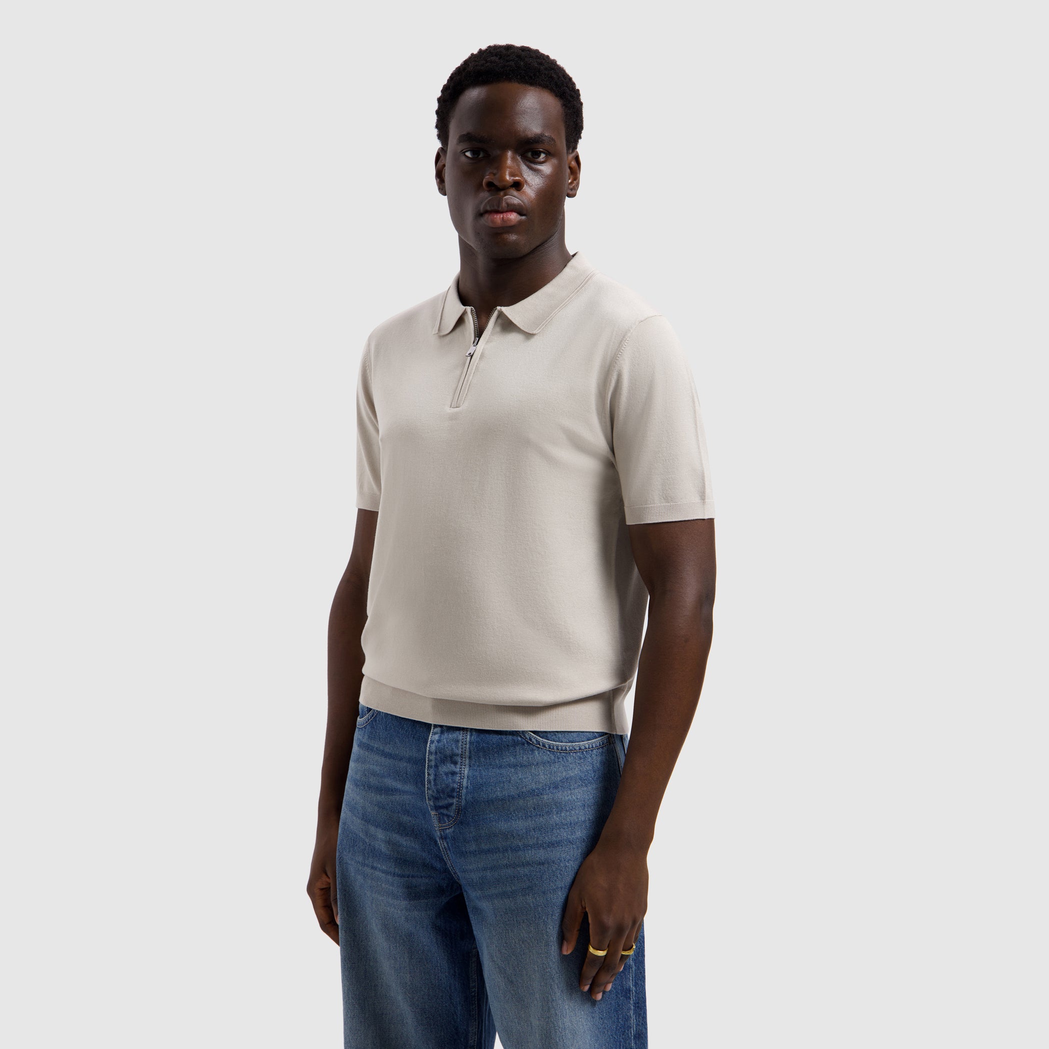 Pure Path Half-Zip Flat Knit Polo - Sand
