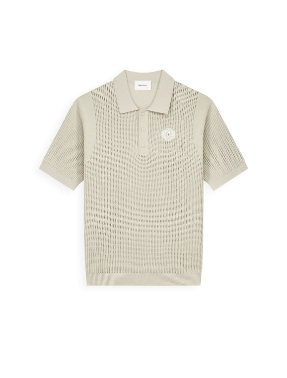 Pure Path Emblem Open Knit Polo - Sand