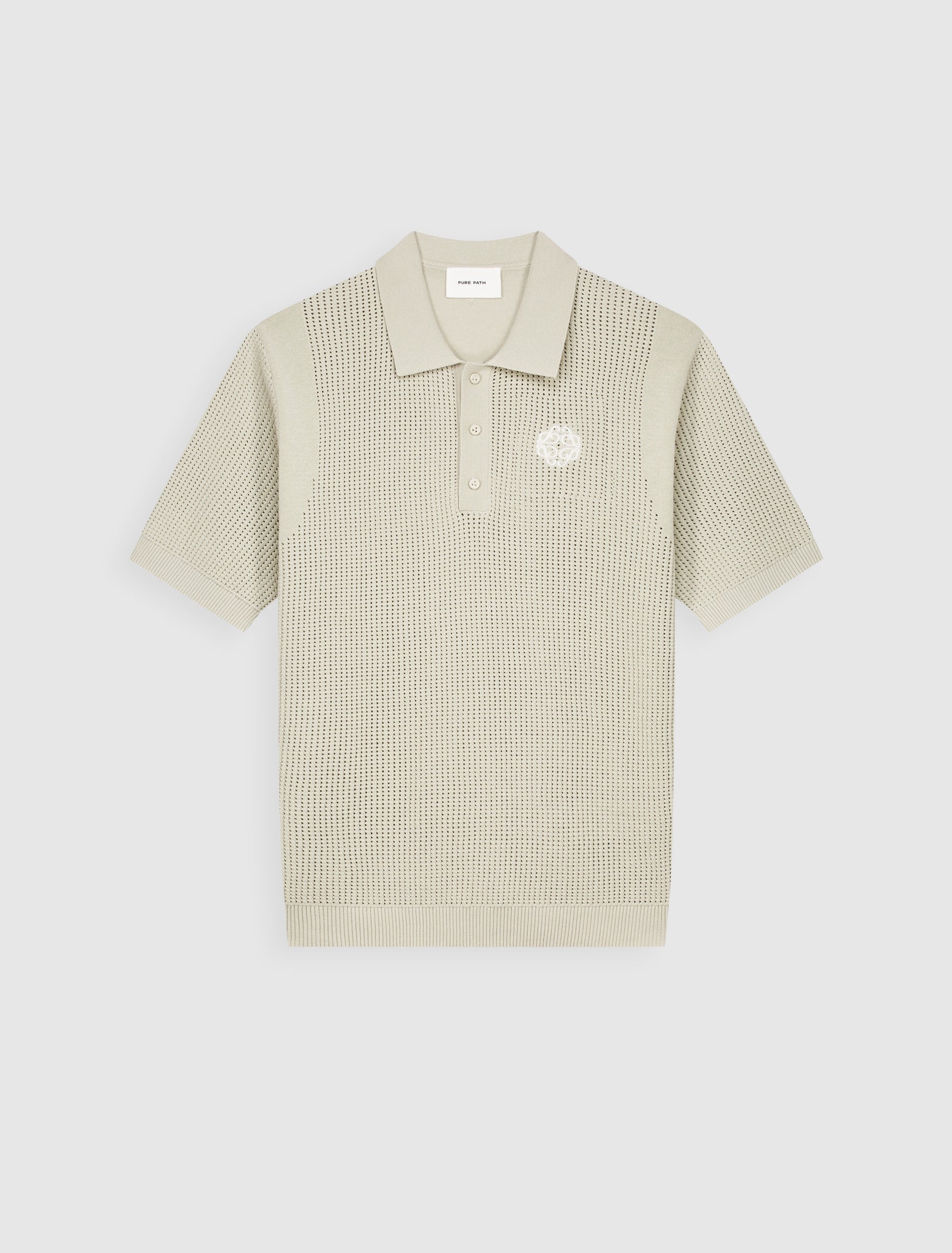 Pure Path Emblem Open Knit Polo - Sand