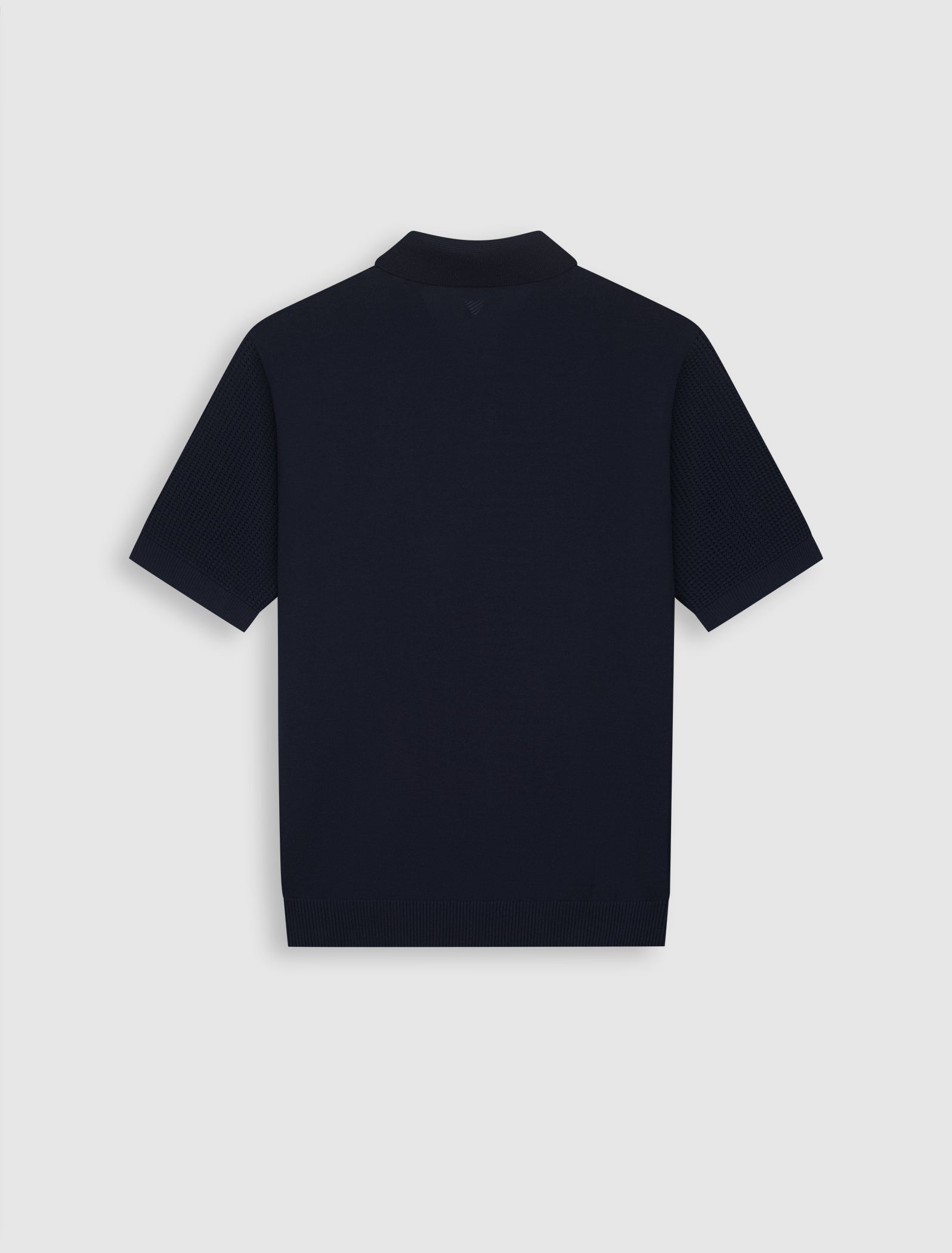 Pure Path Emblem Open Knit Polo - Dark Navy