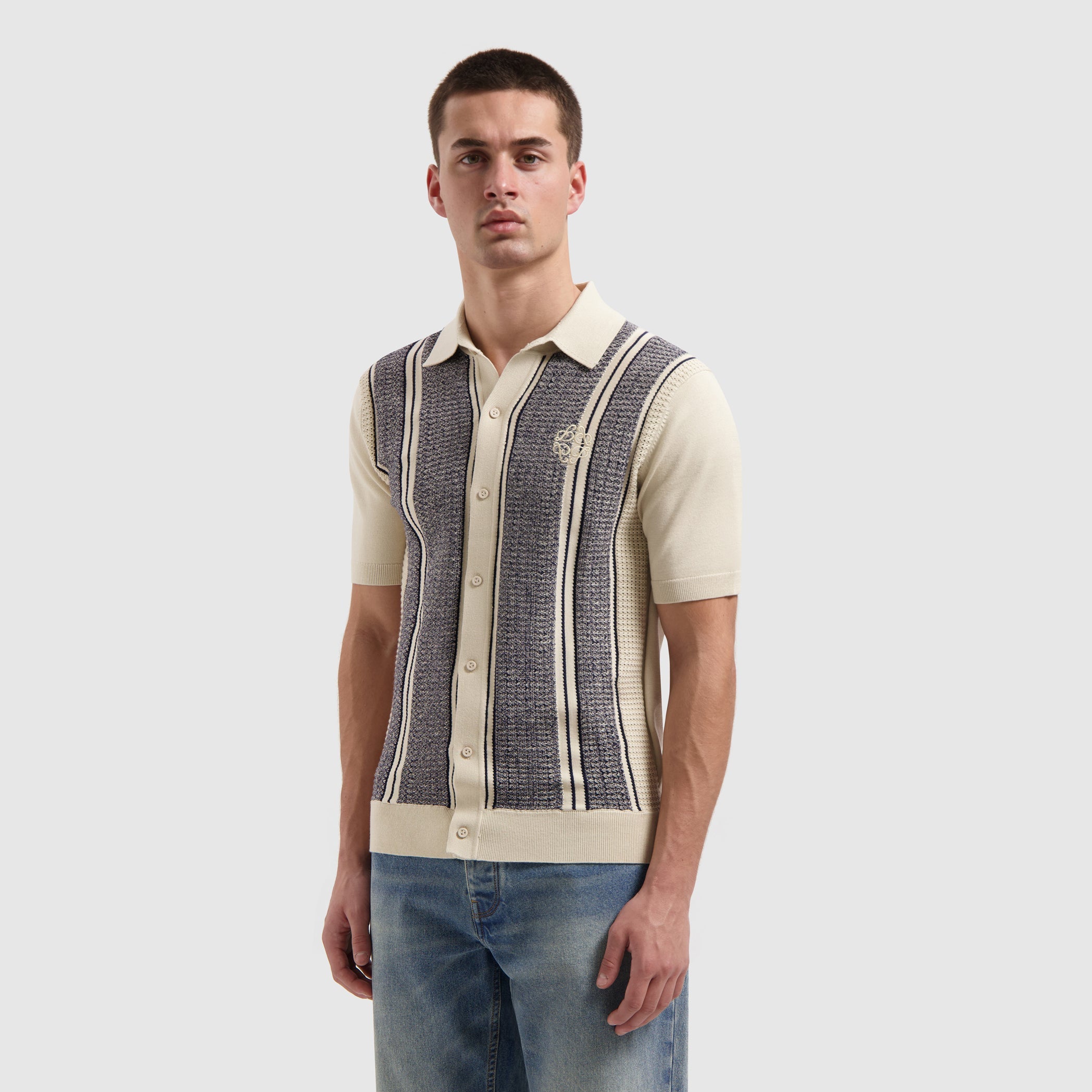 Pure Path Ripley Jacquard Knit Shirt - Ecru