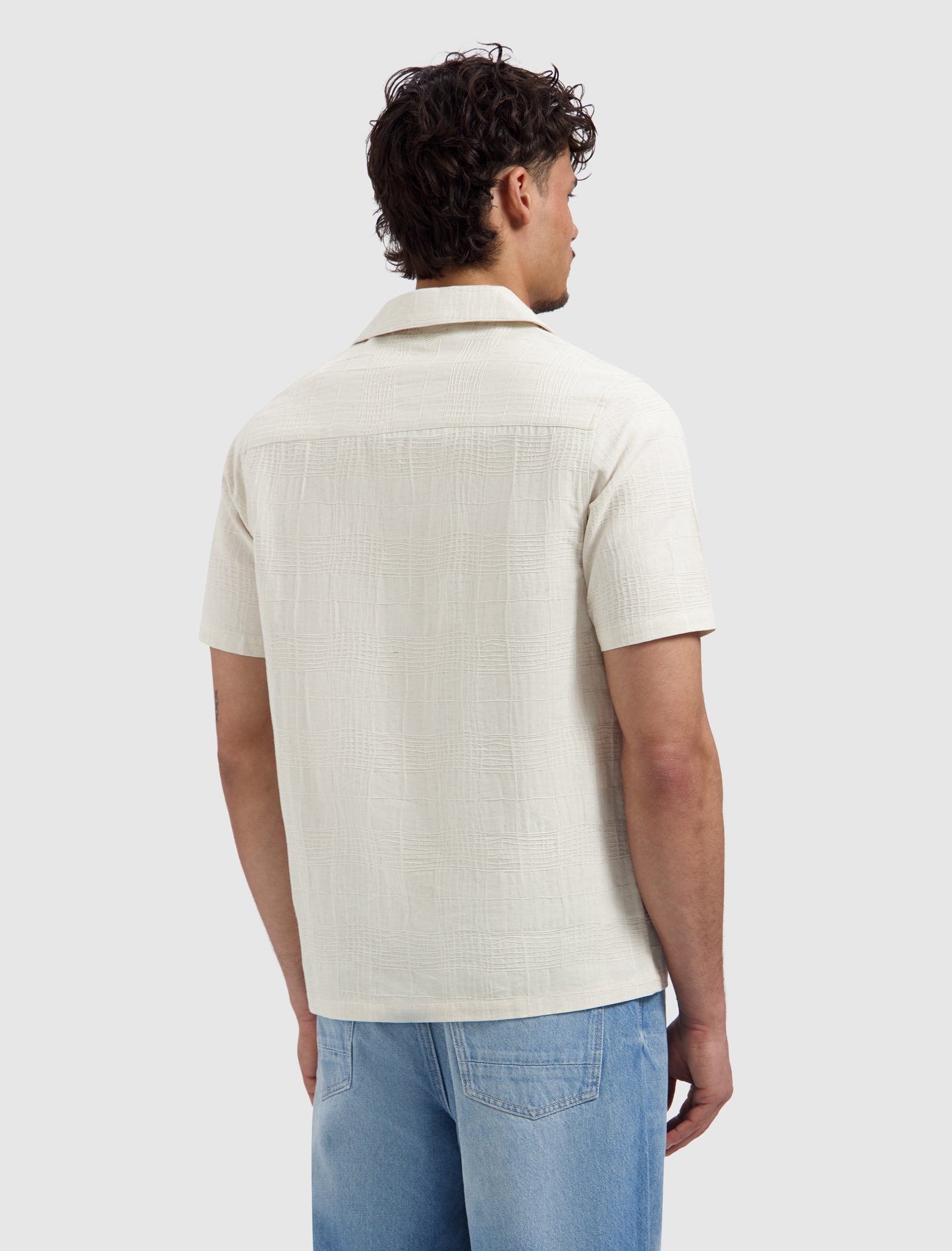 Pure Path Structured Check Shirt - Ecru