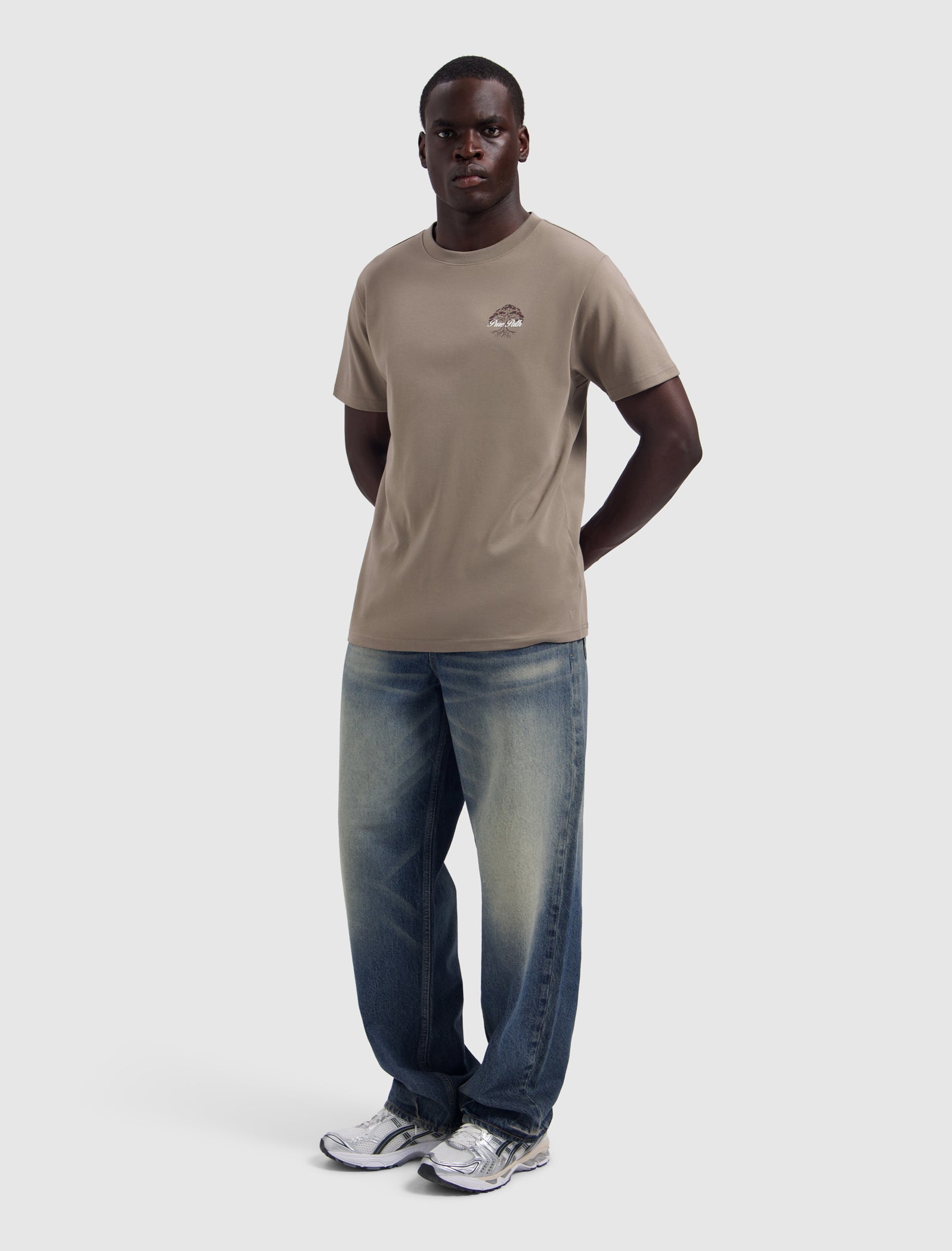 Pure Path Rooted Tree T-shirt- Taupe