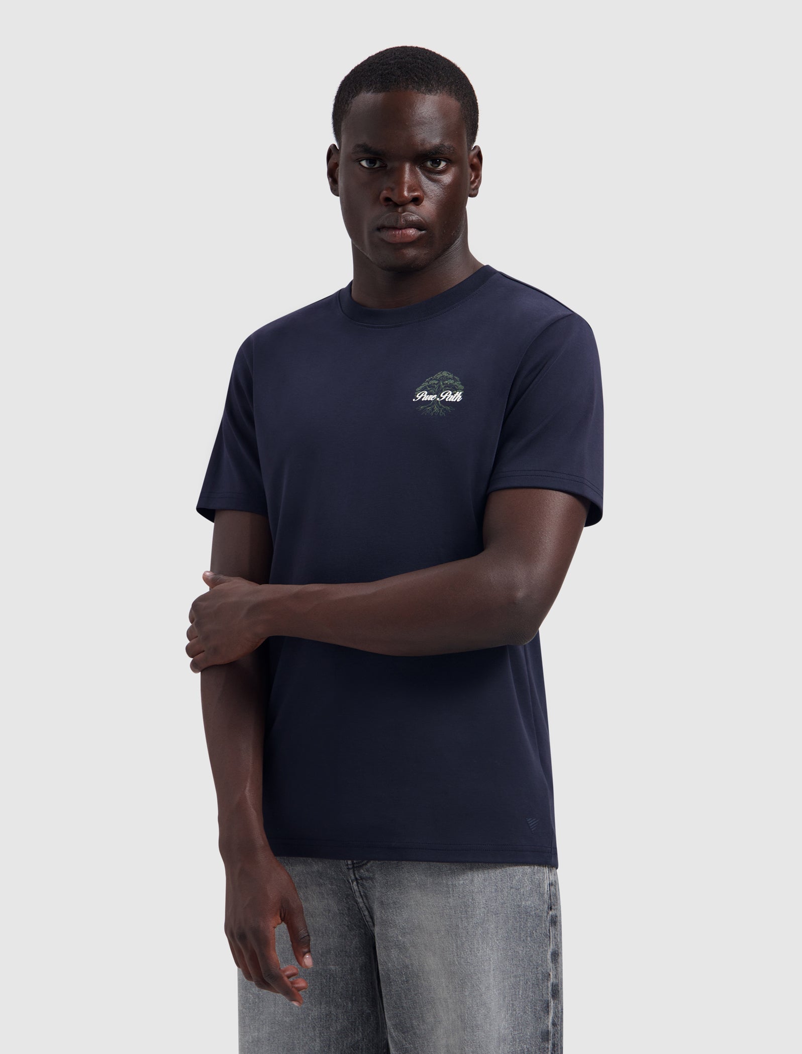Pure Path Rooted Tree T-shirt- Dark Navy