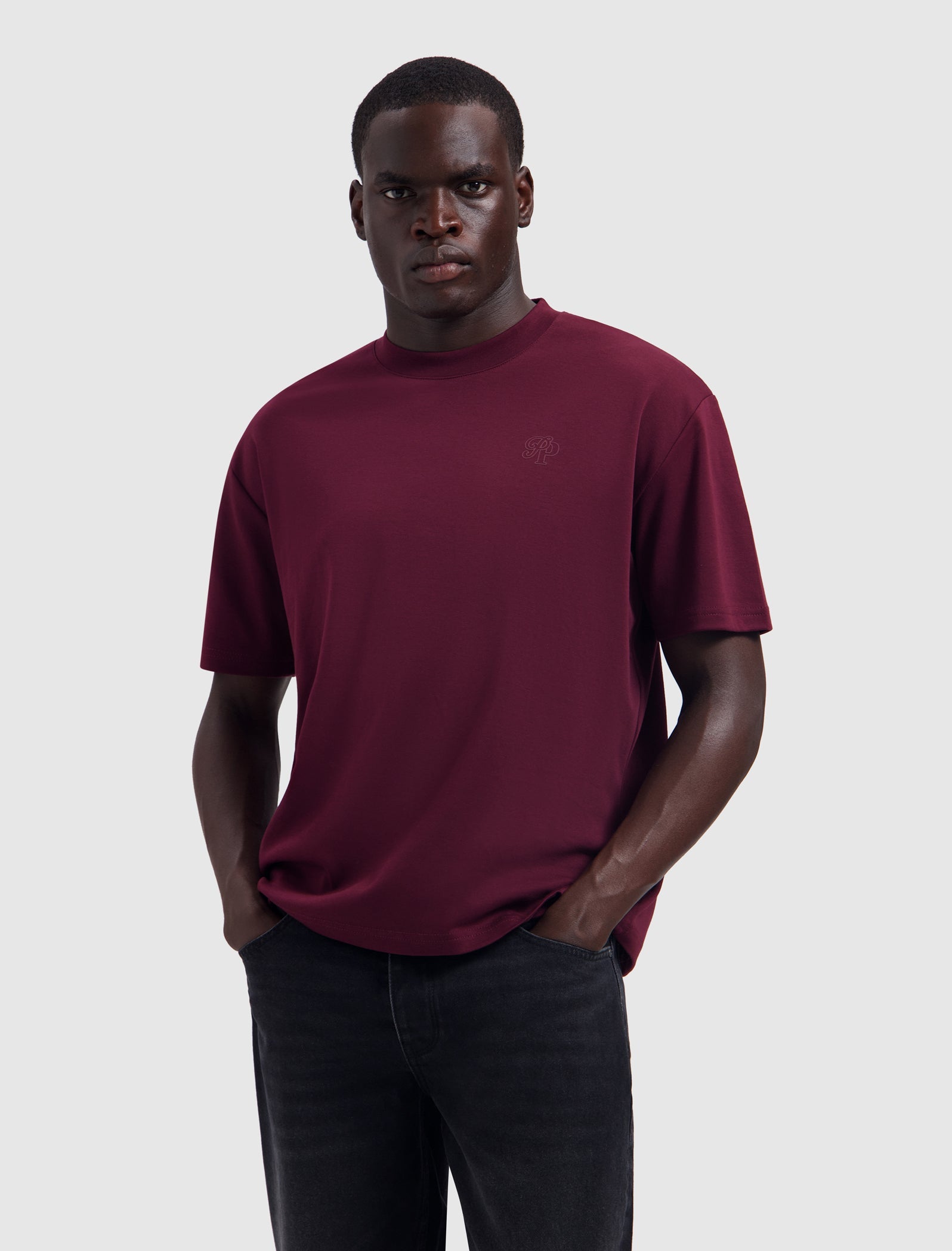 Pure Path Essential Initials T-shirt- Wine Red