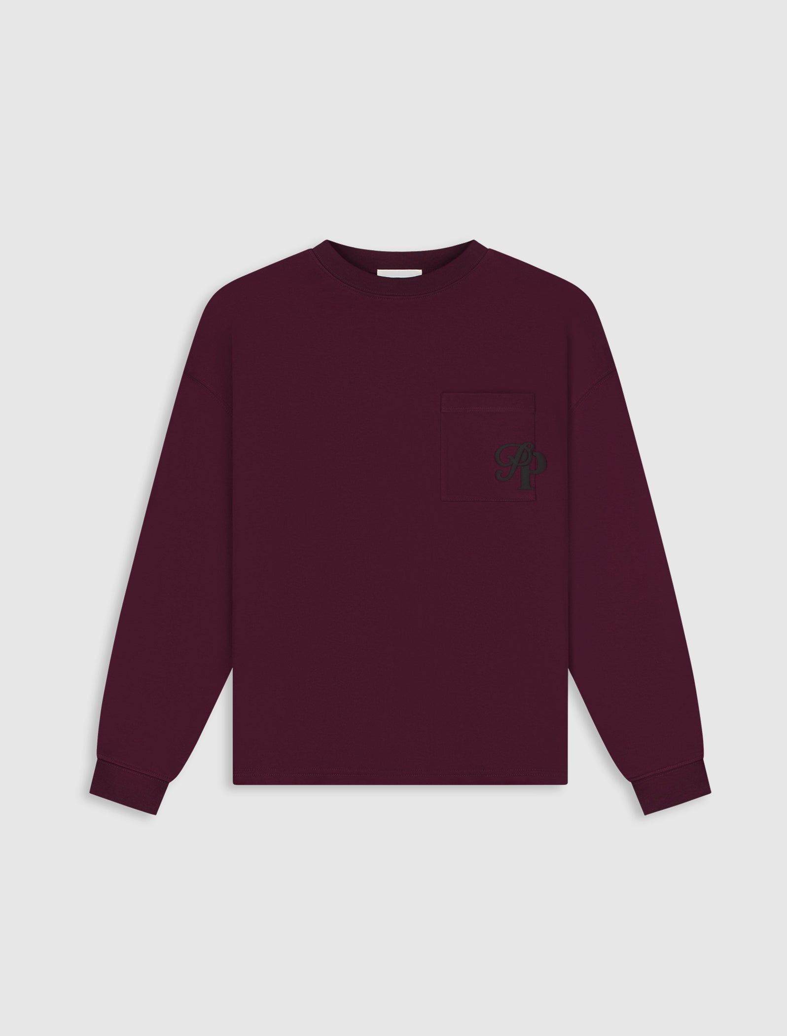 Pure Path Inititials Pocket Longsleeve T-shirt- Wine Red