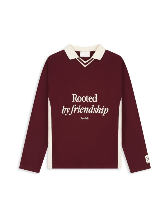 Pure Path Rooted By Friendship Longsleeve Polo - Wine Red