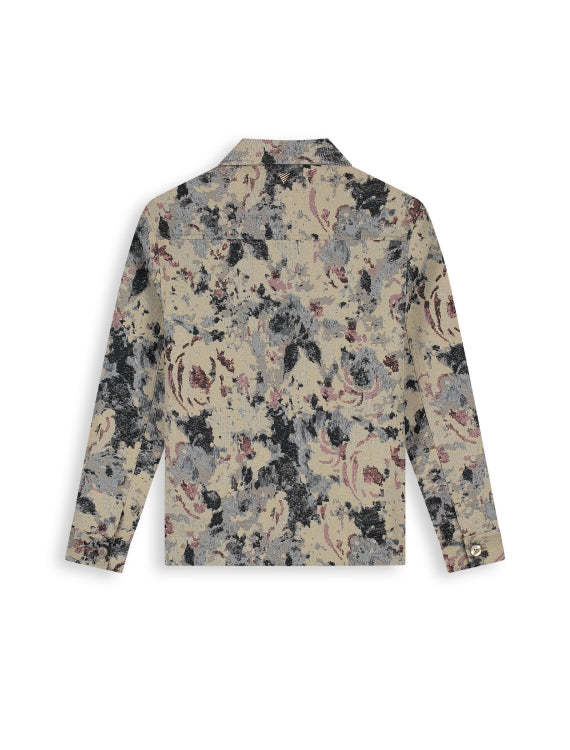 Pure Path Jacquard Flower Full-zip Overshirt - Taupe