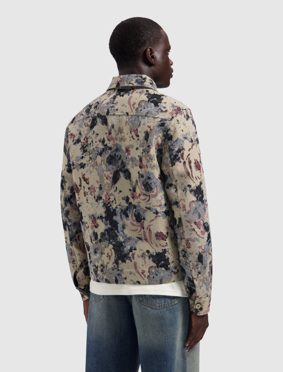 Pure Path Jacquard Flower Full-zip Overshirt - Taupe