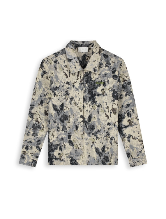 Pure Path Jacquard Flower Full-zip Overshirt - Ecru