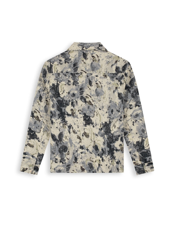 Pure Path Jacquard Flower Full-zip Overshirt - Ecru