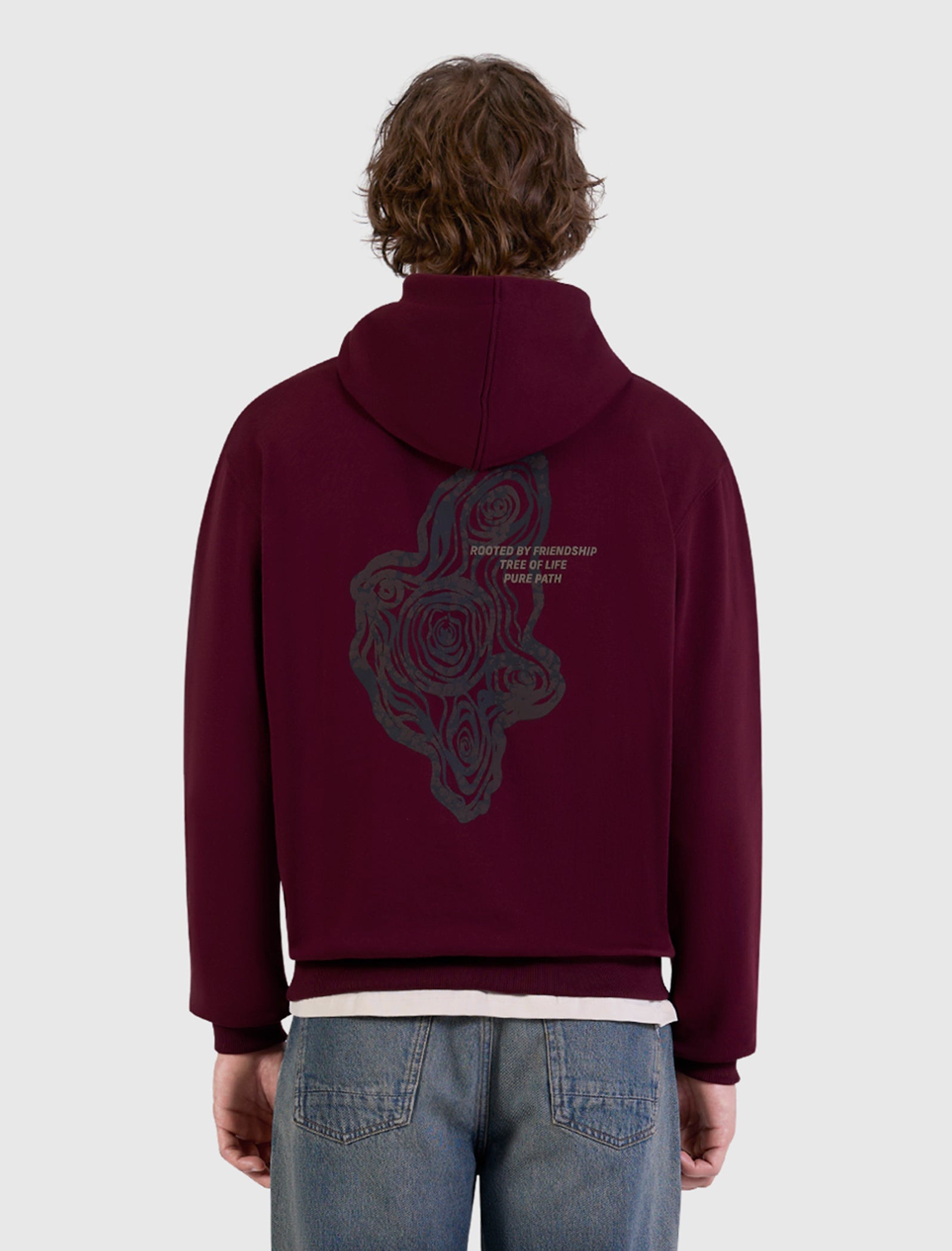 Pure Path Tree Trunk Hoodie- Wine Red