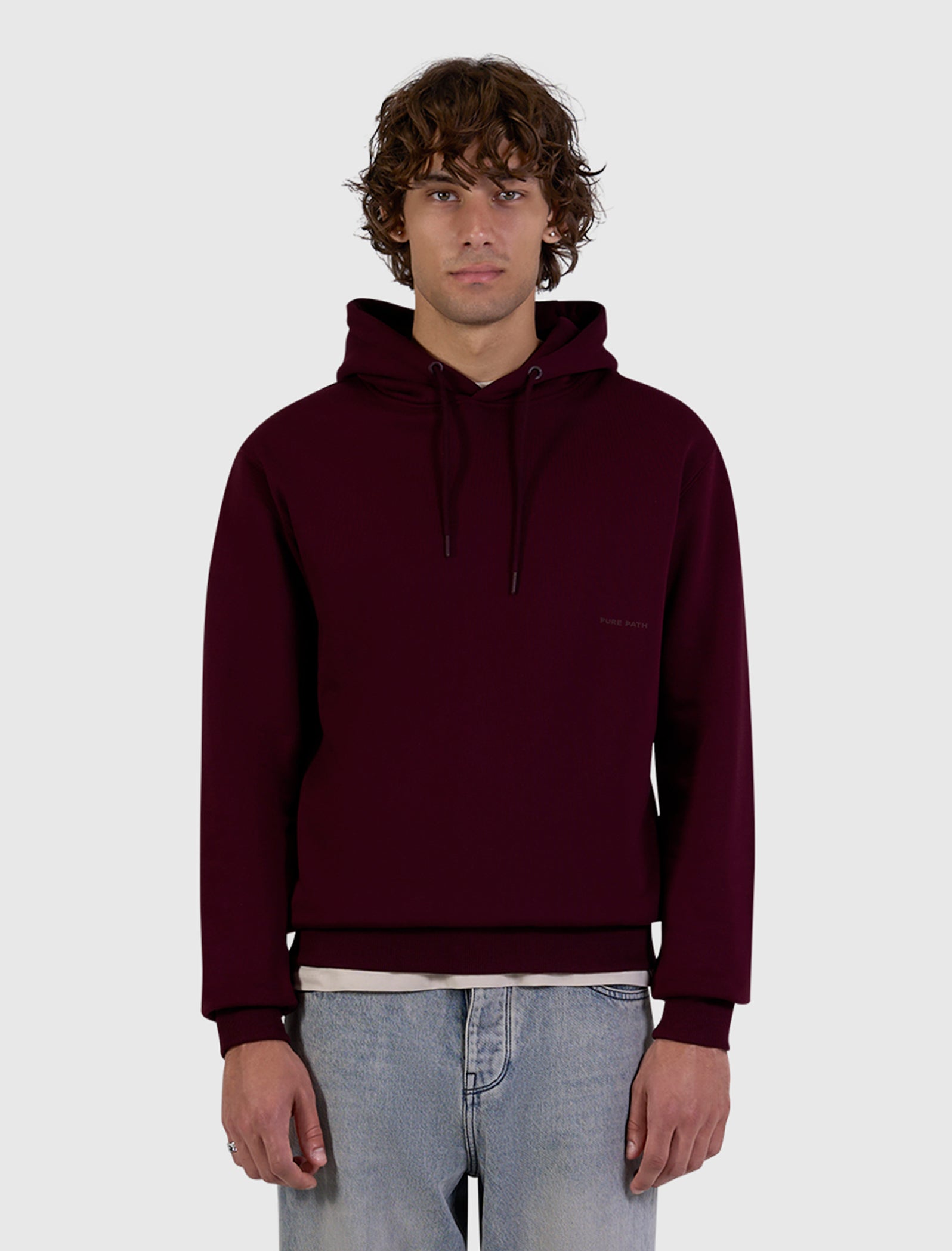 Pure Path Essential Logo Hoodie- Wine Red