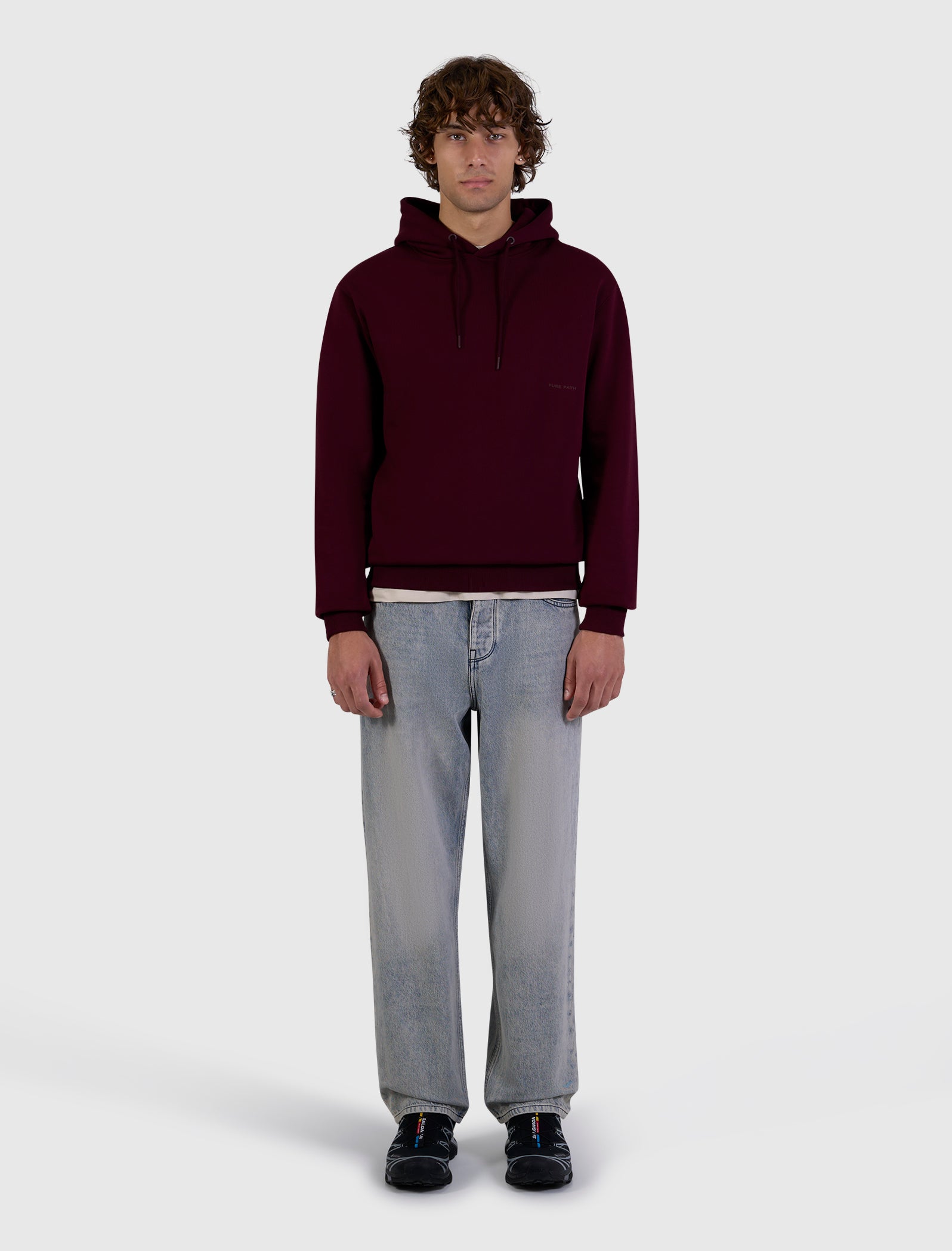 Pure Path Essential Logo Hoodie- Wine Red