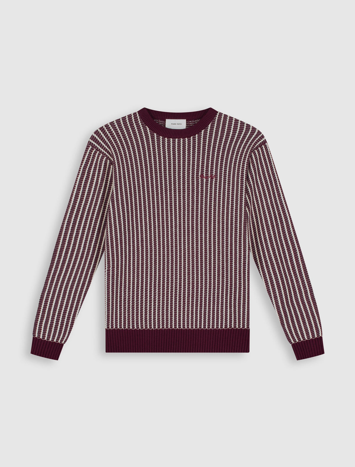 Pure Path Ladder Stitch Knit Sweater- Wine Red