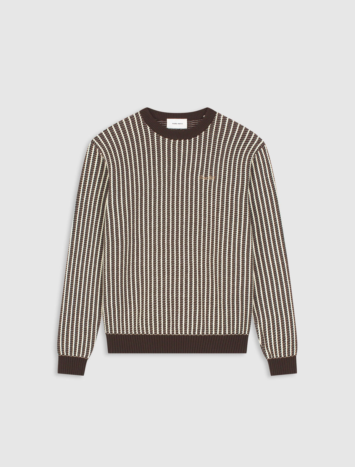 Pure Path Ladder Stitch Knit Sweater- Dark Brown