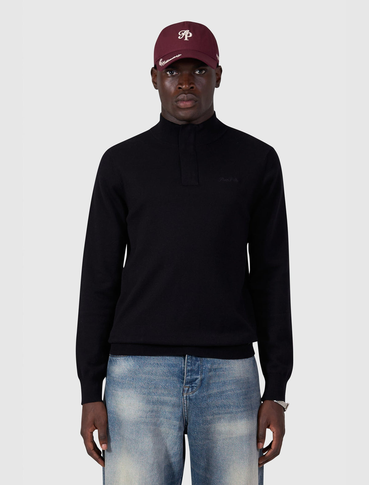 Pure Path Half-Zip Flat Knit Polo - Black