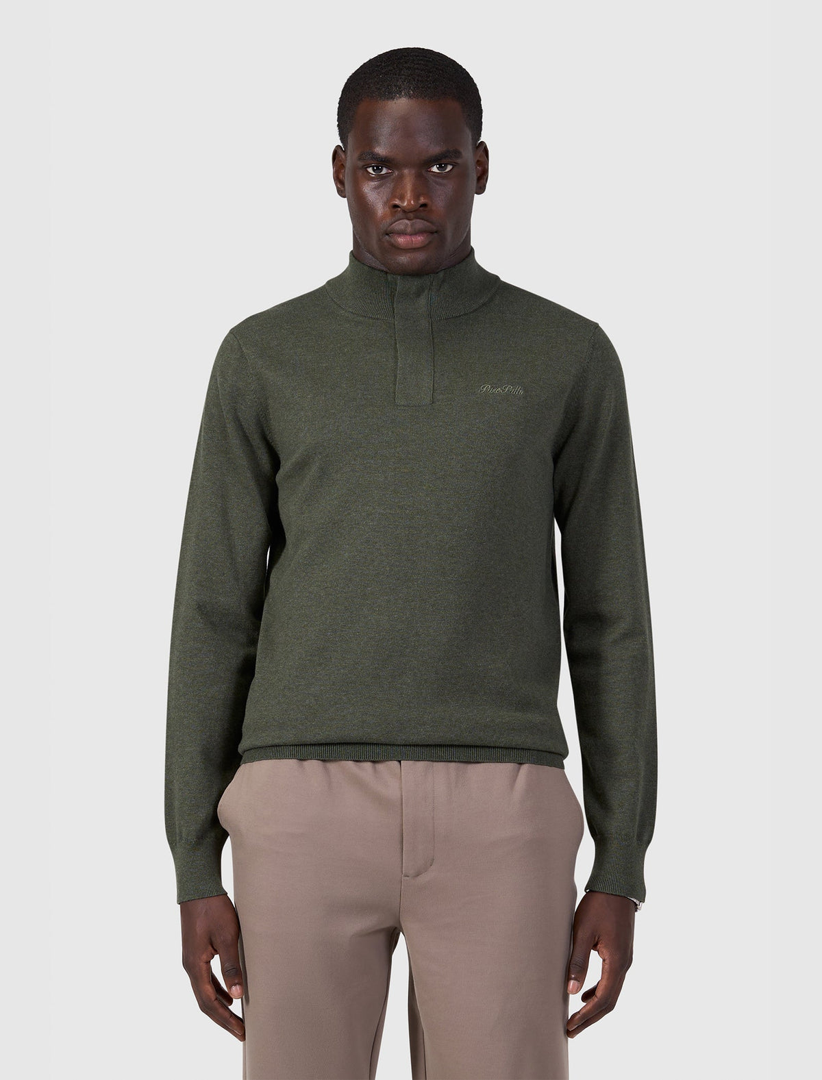 Pure Path Half-Zip Flat Knit Polo - Dark Green