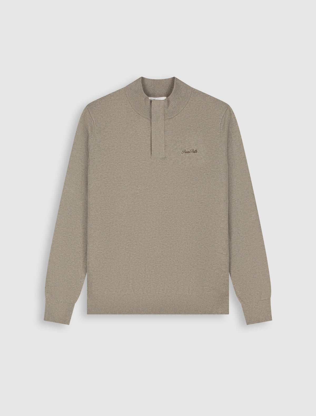 Pure Path Half-Zip Flat Knit Polo - Taupe Melange
